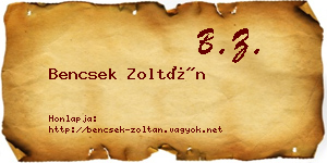Bencsek Zoltán névjegykártya